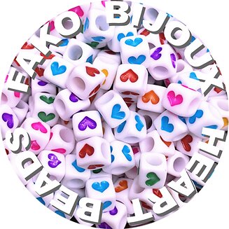 Fako Bijoux - Hartjes Kralen Vierkant Bulk - Acryl - 7mm - Sieraden Maken - 3000 Stuks - Regenboog