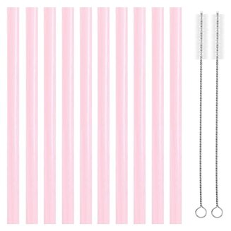 Fako Bijoux - Siliconen Rietjes Pastel XL - 10 Herbruikbare Rietjes - 25 cm - 11mm - Duurzaam en Hygiënisch - 2 Schoonmaakborstels - Roze