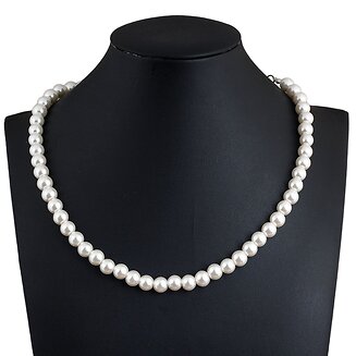 Fako Bijoux - Parelketting - 8mm - Parelmoer - Acryl - Wit - Goudkleurig