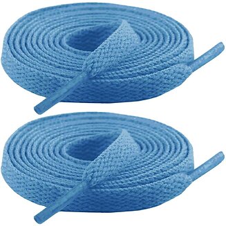 Fako Fashion - Schoenveters - Plat - 8mm - 120cm - 1 Paar - 2 Stuks - Lichtblauw