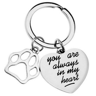 Fako Bijoux - Sleutelhanger You Are Always In My Heart - Poot - Cadeau - Geschenk - Zilverkleurig