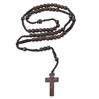 Fako Bijoux - Ketting - Rozenkrans - Hout - Donkerbruin