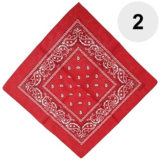 Fako Fashion - Bandana - Hoofddoek - Mondbescherming - Zakdoek - Paisley - Rood - 2 Stuks