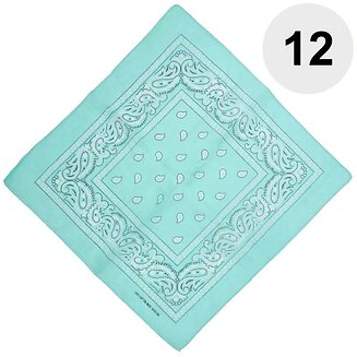 Fako Fashion - Bandana - Hoofddoek - Mondbescherming - Zakdoek - Paisley - Mintgroen - 12 Stuks