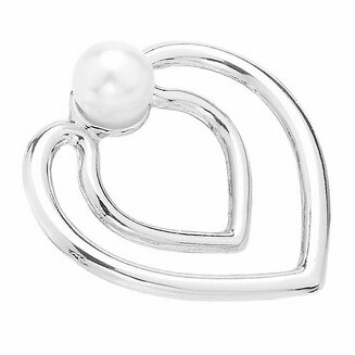 Fako Bijoux - Sjaalklem - Hart Met Parel - 40x40mm - Zilverkleurig