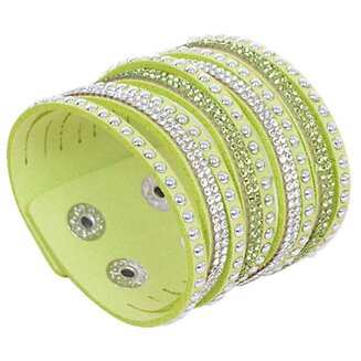 Fako Bijoux - Armband - Breed - Strass - Lichtgroen