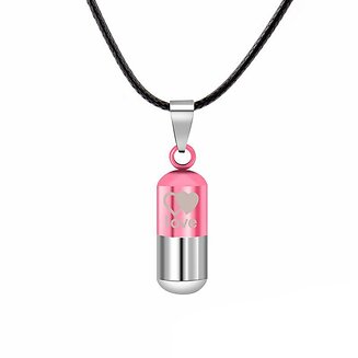 Fako Bijoux - Ketting Ashanger / Assieraad - Love - Roze