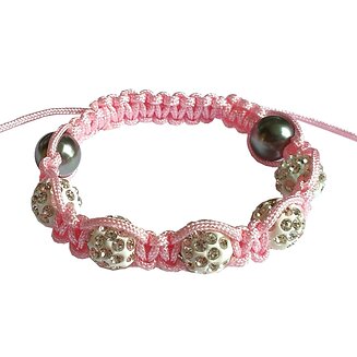 Fako Bijoux - Armband - Disco Dots Kids - Wit/Roze