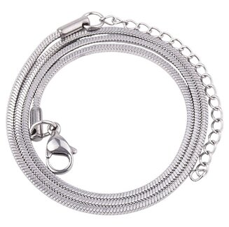 Fako Bijoux - Ketting - Slang Schakel - Snake Chain - RVS - Stainless Steel - 1.2mm - 60cm - Zilverkleurig