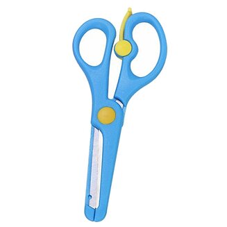 Fako Bijoux - Kinderschaar - Easy Open - Stainless Steel - Plastic Punt - 13.5cm - Blauw