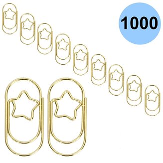 Fako Bijoux - 1000x Mini Paperclip Ster Goud - Goudkleurige Sterren Paperclips - Clip Ster Goud - Sluitclip - Paperclip - Papierklem - Cadeauverpakking - Trouwen - Geboorte - 1000 Stuks