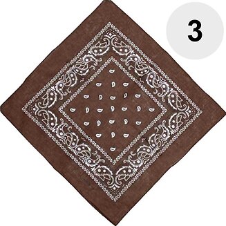 Fako Fashion - Bandana - Hoofddoek - Mondbescherming - Zakdoek - Paisley - Bruin - 3 Stuks