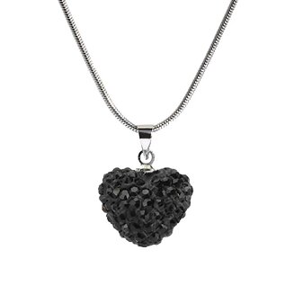 Fako Bijoux - Ketting - Disco Dots - Hart - Zwart