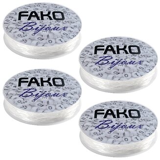 Fako Bijoux - 4 Rollen Elastisch Nylon Draad - Sieraden Maken - 0.7mm - 4x12 Meter - Transparant - 4 Stuks