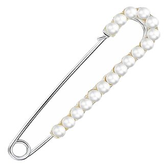 Fako Bijoux - Sierspeld / Sjaalspeld - Mini Parels Strip - 76mm - Zilverkleurig