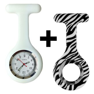 Fako - Verpleegstershorloge - Siliconen Duo - Zebra Wit