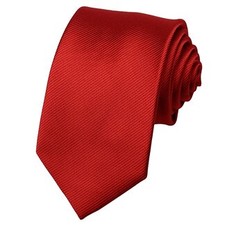Fako Fashion - Brede Stropdas - Gestreept - Ribstructuur - 100% Zijde - Effen - 8cm - 145cm - Rood