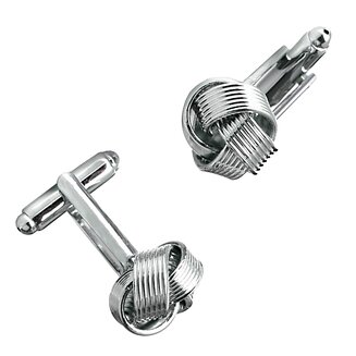 Fako Bijoux - Manchetknopen - Gevlochten Knoop Fijn - Ø 15mm - Zilverkleurig
