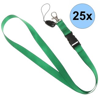 Fako Bijoux - Keycord - Lanyard - Sleutelkoord - Badgehouder - 51cm - 20mm - Groen - 25 Stuks