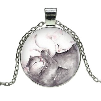 Fako Bijoux - Ketting - Cabochon - Yin Yang - Poezen