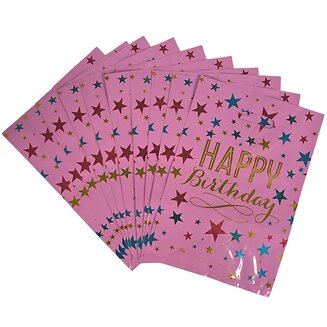 Fako Bijoux - Folie Uitdeelzakjes Happy Birthday - 10 stuks - Traktatie Zakjes Voor Uitdeelcadeautjes - Uitdeelzakjes Kinderfeestje - Verjaardag - Roze