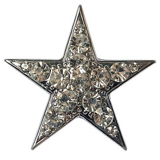 Fako Bijoux - Magneet Broche XL - Ster Kristal - Magnetische Broche - 45x45mm - Zilverkleurig