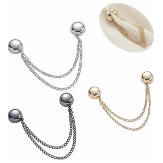Fako Bijoux - Vestsluiting - Vestclip - Set 3 Stuks - Magneet Broche Mini Ketting - Mix