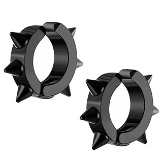 Fako Bijoux - Oorbellen - Oorringen - Stainless Steel - Fake - Spike - Zwart
