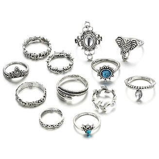 Fako Bijoux - Bohemian Stijl Ringenset - Kaya - 12-Delig - Zilverkleurig