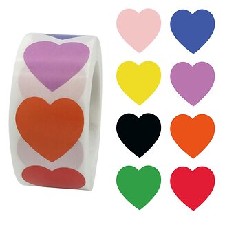 500 Stickers Op Rol - 2.5cm - Hart / Hartjes Mix - Beloningsstickers - Stickers Kinderen - Sluitsticker - Sluitzegel - 25mm