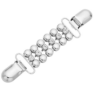 Fako Bijoux - Vestsluiting - Vestclip - Bolletjes - Kristal - Zilverkleurig