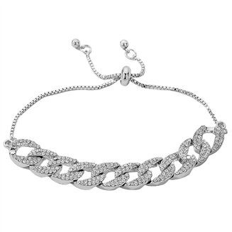 Fako Bijoux - Dames Armband Ringen Strass - 12mm - Verstelbaar - Cadeau - Verjaardag - Vrouw - Zilverkleurig