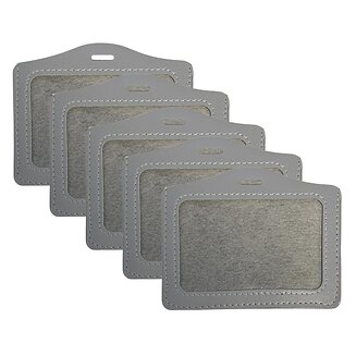 Fako Bijoux - Badgehouder - PU Leder - Horizontaal - Grijs - 5 Stuks