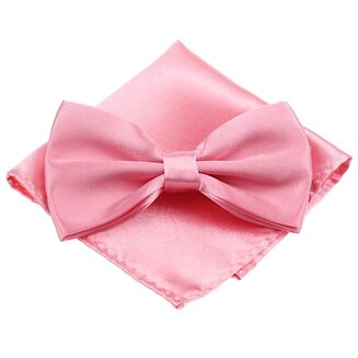 Fako Fashion - Vlinderstrik Met Pochette - Vlinderdas - Strikje - Pochet - Roze