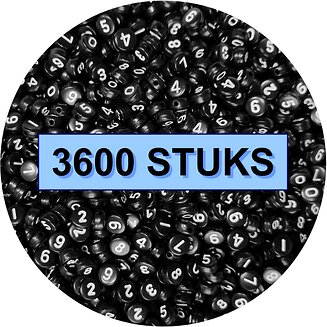 Fako Bijoux - Cijferkralen Rond Bulk - Number Beads - Acryl Kralen - Sieraden Maken - 3600 Stuks - Zwart