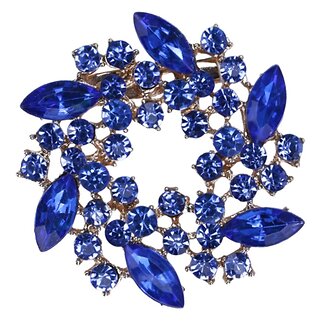 Fako Bijoux - Broche - Krans - Facet - Kristal - Ø 53mm - Goud - Blauw