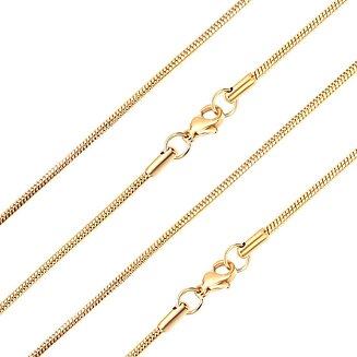 Fako Bijoux - Ketting - Slang Schakel - Snake Chain - RVS - Stainless Steel - 2mm - 45cm - Goudkleurig