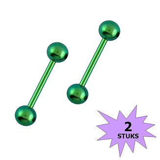 Fako Bijoux - Barbell Piercing - 12mm - Groen - 2 Stuks