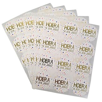 Fako Bijoux - Stickers Op Vel - 40mm - Hoera Ik Ben Jarig - Beloningsstickers - Stickers Kinderen - Sluitsticker - Sluitzegel - 60 Stuks