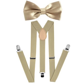Fako Fashion - Bretels Met Vlinderstrik - Effen - 100cm – Beige