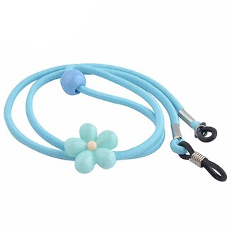 Fako Bijoux - Brillenkoord - Kids - Elastisch - Bloem - Lichtblauw