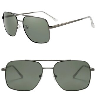 Fako Sunglasses - Zonnebril Vierkant - Polariserend - Polarized Zonnebril - Heren Zonnebril - Dames Zonnebril - Model Stephan - Antraciet - Donkergroen