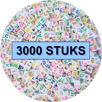 Fako Bijoux - Letterkralen Vierkant Bulk - Letter Beads - Alfabet Kralen - Sieraden Maken - 3000 Stuks - Regenboog
