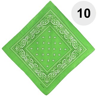 Fako Fashion - Bandana - Hoofddoek - Mondbescherming - Zakdoek - Paisley - Lichtgroen - 10 Stuks