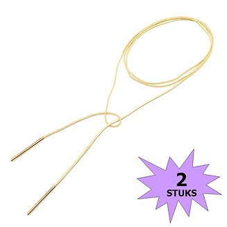 Fako Bijoux - Choker - Velours - 150cm - Crème - Goudkleurig - 2 Stuks