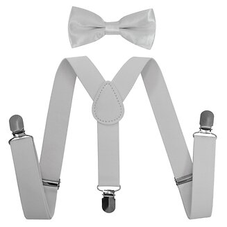 Fako Fashion - Kinder Bretels Met Vlinderstrik - 65cm - Lichtgrijs