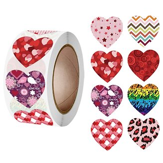 500 Stickers Op Rol - 2.5cm - Hart / Hartjes Mix - Beloningsstickers - Stickers Kinderen - Sluitsticker - Sluitzegel - 25mm