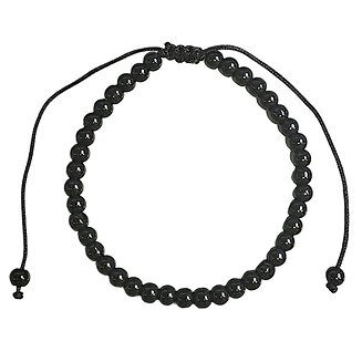 Fako Bijoux - Natuurstenen Armband - Natuursteen - 4mm - Verstelbaar - 16-23cm – Zwart