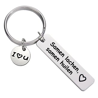 Fako Bijoux - Sleutelhanger Samen Huilen, Samen Lachen - Cadeau - Geschenk - Zilverkleurig