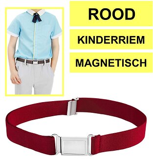 Fako Fashion - Kinderriem Elastisch Magnetisch - Elastische Riem Voor Kinderen - Rekbare Riem - Broekriem - Stretch Riem - Rood